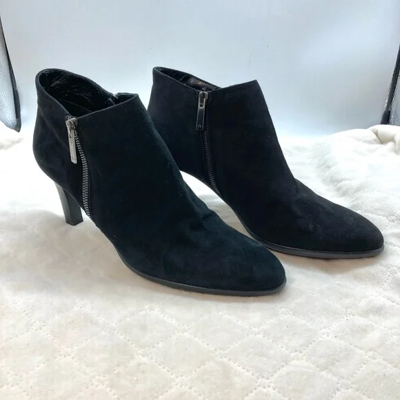 Aquatalia Dina Black Suede Booties - Picture 3 of 11